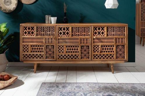 Massief dressoir MARRAKESCH 160 cm mangohout met boho-stijl, Huis en Inrichting, Kasten | Dressoirs, Ophalen of Verzenden