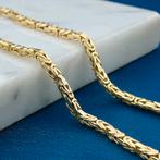 Gouden vierkante koningsketting | 49,5 cm (unisex, karabijn), Sieraden, Tassen en Uiterlijk, Kettingen, Ophalen of Verzenden, Gebruikt