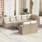 vidaXL 9-delige tuinset met kussens bruin poly rattan, Tuin en Terras, Verzenden, Nieuw, Rotan, Tuinset