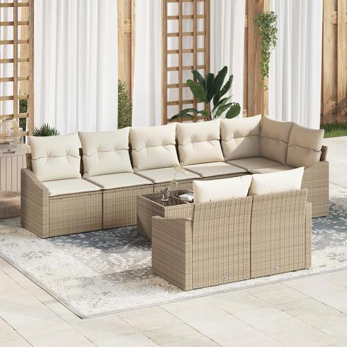 vidaXL 9-delige tuinset met kussens bruin poly rattan, Tuin en Terras, Tuinsets en Loungesets, Tuinset, Nieuw, Rotan, Verzenden