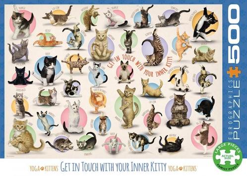 Yoga Kittens Puzzel (500 XL stukjes) | Eurographics -, Hobby en Vrije tijd, Denksport en Puzzels, Nieuw, Verzenden
