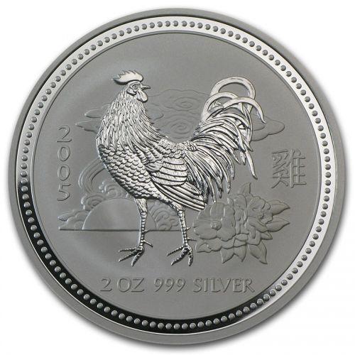 Lunar I - Year of the Rooster - 2 oz 2005 (16.292 oplage), Postzegels en Munten, Munten | Oceanië, Losse munt, Zilver, Verzenden