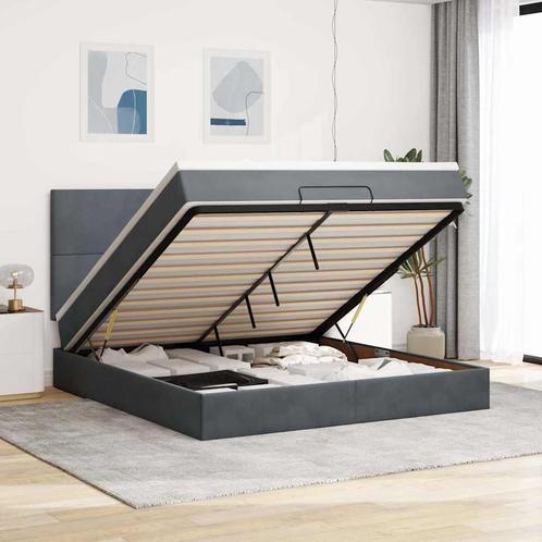 vidaXL Ottoman bed met matrassen en LEDs 160x200cm fluweel, Huis en Inrichting, Slaapkamer | Bedden, 160 cm, 200 cm, Grijs, Tweepersoons
