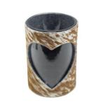 windlicht koe hart bruin/wit 20cm, Verzenden, Nieuw