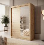 Kledingkast eiken - 150cm spiegel - Kleerkast schuifdeuren, 150 tot 200 cm, Nieuw, Modern, 50 tot 75 cm