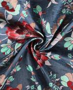 Jacquard Bloemen Rood/Blauw, Hobby en Vrije tijd, Stoffen en Lappen, Nieuw, Blauw