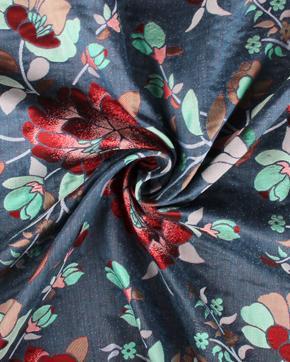 Jacquard Bloemen Rood/Blauw, Hobby en Vrije tijd, Stoffen en Lappen, Blauw, Nieuw