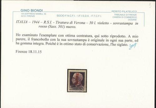 Italië 1944 - RSI - 50 Italiaanse lire met Verona-bundel, Postzegels en Munten, Postzegels | Europa | Italië
