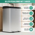 2dekans | Avalo Prullenbak Afvalscheiding 60 Liter - RVS, Ophalen of Verzenden, Gebruikt