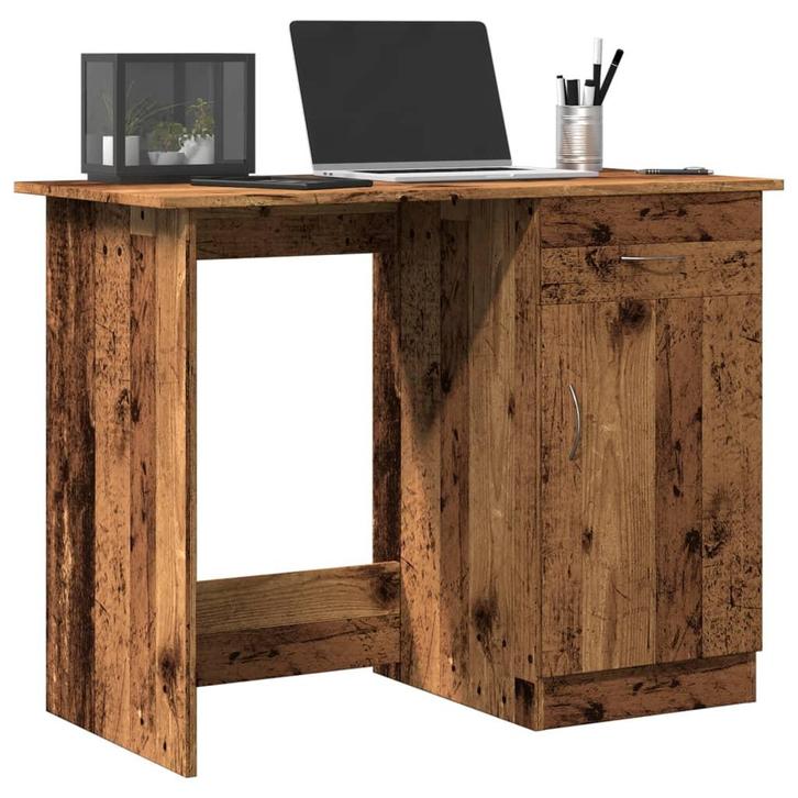 vidaXL Bureau 100x50x76 cm bewerkt hout oud houtkleurig, Huis en Inrichting, Bureaus, Nieuw, Verzenden