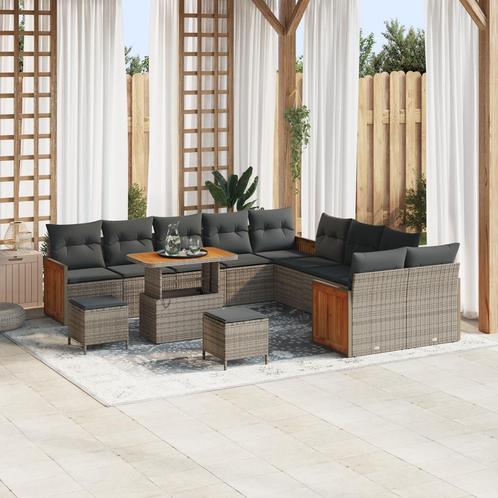 vidaXL 13-delige Tuinbankenset met kussens poly rattan, Tuin en Terras, Tuinsets en Loungesets, Nieuw, Rotan, Verzenden