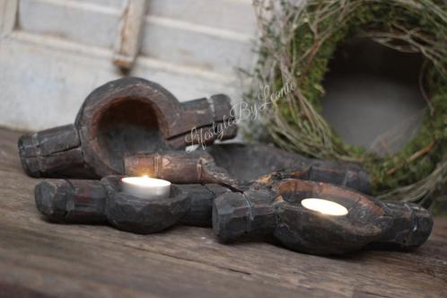 Aura Peeperkorn zwart houten vijzel kandelaartje, Huis en Inrichting, Woonaccessoires | Kandelaars en Kaarsen, Nieuw, Ophalen of Verzenden