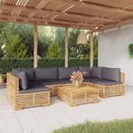 vidaXL 7-delige Loungeset met kussens massief teakhout, Tuin en Terras, Verzenden, Nieuw, Teakhout, Loungeset