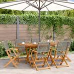 vidaXL 7-delige Tuinset poly rattan en massief hout grijs, Tuin en Terras, Tuinsets en Loungesets, Verzenden, Nieuw, Hardhout