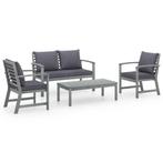 vidaXL 4-delige Loungeset met kussens massief acaciahout, 4 zitplaatsen, Nieuw, Loungeset, Verzenden