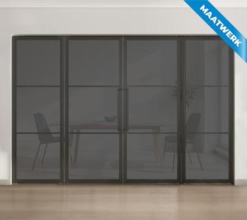 Dubbele stalen taatsdeur met glaspaneel, 3 vlaks, rook glas beschikbaar voor biedingen