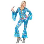 Disco 70S Jumpsuit Blauw Dames, Kleding | Dames, Carnavalskleding en Feestkleding, Verzenden, Nieuw