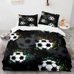 Eenpersoons Dekbedovertrek 140 x 200 - Voetbal - Zwart, Verzenden, Nieuw