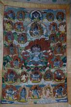 Mahakala en Yab Yum - Pigmenten, katoen - Tibet - Begin 20e