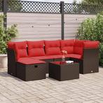 vidaXL 7-delige Loungeset met kussens poly rattan bruin, Tuin en Terras, Nieuw, Loungeset, 7 zitplaatsen, Verzenden
