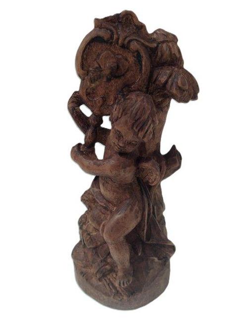 Snijwerk, Holzfigur Engel Amor mit Pfeil mitten im Herz -, Antiek en Kunst, Antiek | Boeken en Bijbels