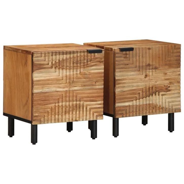 vidaXL Nachtkastjes 2 stuks 40x33x46 cm Massief hout Acacia, Huis en Inrichting, Slaapkamer | Nachtkastjes, Nieuw, Hout, Verzenden