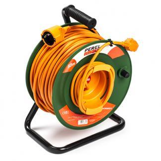 Verlengsnoer haspel | Perel | 50 meter (IP20, 3x 1.5 mm²), Doe-het-zelf en Verbouw, Elektra en Kabels, Nieuw, Verzenden