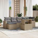vidaXL 7-delige Loungeset met kussens poly rattan beige, Verzenden, Nieuw, Rotan, Loungeset