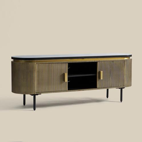 *WOONWINKEL* Tv-meubel Goud Met Ribbels, Huis en Inrichting, Kasten | Televisiemeubels, Nieuw, Verzenden