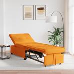 vidaXL Slaapbank 3-in-1 Uittrekbaar in Donker Gele Stof, Huis en Inrichting, Verzenden, Nieuw, Stof, Minder dan 150 cm