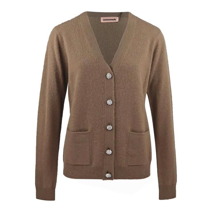 Custommade • bruin kasjmier vest Aisha • XL, Kleding | Dames, Truien en Vesten, Bruin, Nieuw, Maat 46/48 (XL) of groter, Verzenden