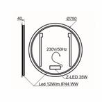 LED Spiegel Lanesto Cherchio Rond met Sensor 75 cm, Huis en Inrichting, Woonaccessoires | Spiegels, Ophalen of Verzenden, Nieuw