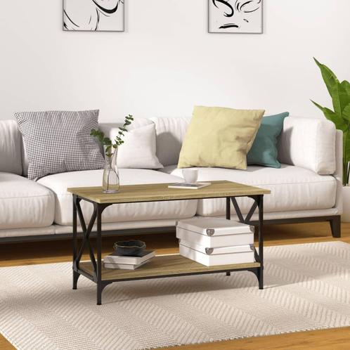 vidaXL Salontafel 80x45x45 cm bewerkt hout en ijzer sonoma, Huis en Inrichting, Tafels | Salontafels, 50 tot 100 cm, Nieuw, Overige houtsoorten