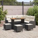 vidaXL Tuinbankenset met kussen 9 pcs Zwart poly rattan, Tuin en Terras, Tuinsets en Loungesets, Verzenden, Nieuw, Rotan