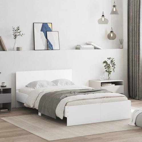 vidaXL Bedframe met hoofdeinde wit 135x190 cm, Huis en Inrichting, Slaapkamer | Bedden, Overige maten, 190 cm of minder, Wit, Tweepersoons