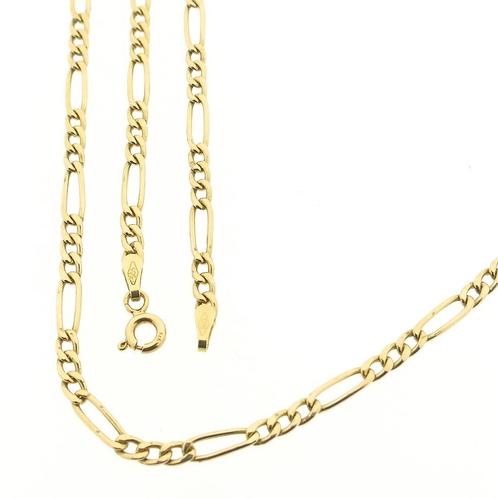 Gouden Figaro schakel ketting | 50,5 cm (heren ketting), Sieraden, Tassen en Uiterlijk, Kettingen, Overige kleuren, Gebruikt, Goud