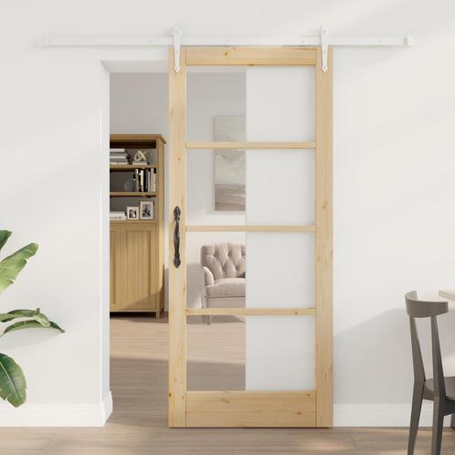 vidaXL Schuifdeur met Hardware Set 86x198,5 cm Massief Hout, Doe-het-zelf en Verbouw, Deuren en Horren, Nieuw, Verzenden