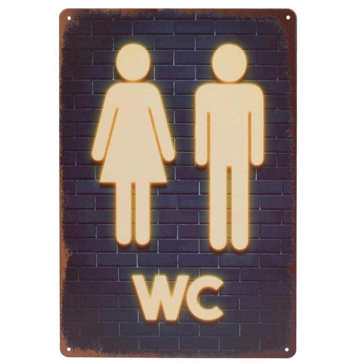 Metalen Plaatje - WC Vrouwtje/Mannetje Icoon - 20x30cm NIEUW, Huis en Inrichting, Woonaccessoires | Tekstborden en Spreuken, Nieuw