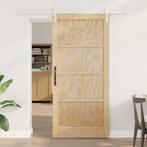 vidaXL Schuifdeur met beslag 93x202 cm massief grenenhout, Doe-het-zelf en Verbouw, Deuren en Horren, Verzenden, Nieuw