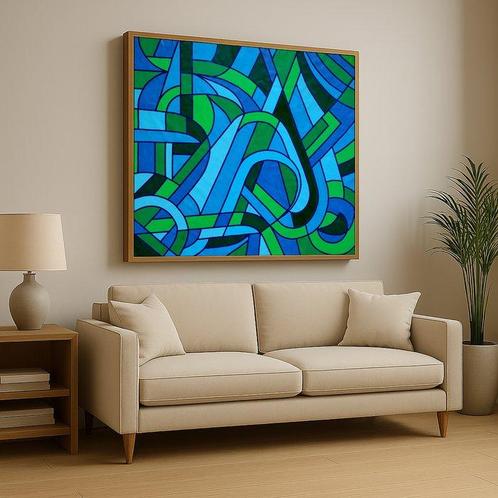 MassRey - De la Serie Geométricos- Vitral. XL (No reserve), Antiek en Kunst, Kunst | Schilderijen | Modern