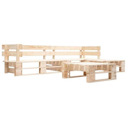 vidaXL 4-delige Loungeset pallet hout naturel, Tuin en Terras, Tuinsets en Loungesets, Loungeset, Nieuw, 4 zitplaatsen, Verzenden