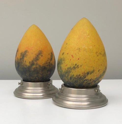 Art de France - Plafondlamp (2) - Vernikkeld messing - Art, Antiek en Kunst, Curiosa en Brocante