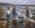 Francis Cristaux (1950) - Enfants au bord de Mer et le Petit