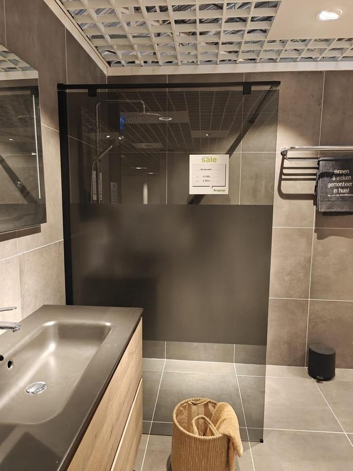 Inloopdouche 120cm mat zwart semi transparant rookglas 0031, Doe-het-zelf en Verbouw, Sanitair, Douche, Nieuw, Glas, Ophalen