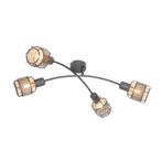 Design plafondlamp zwart met goud 4-lichts - Noud, Nieuw, Overige materialen, Design