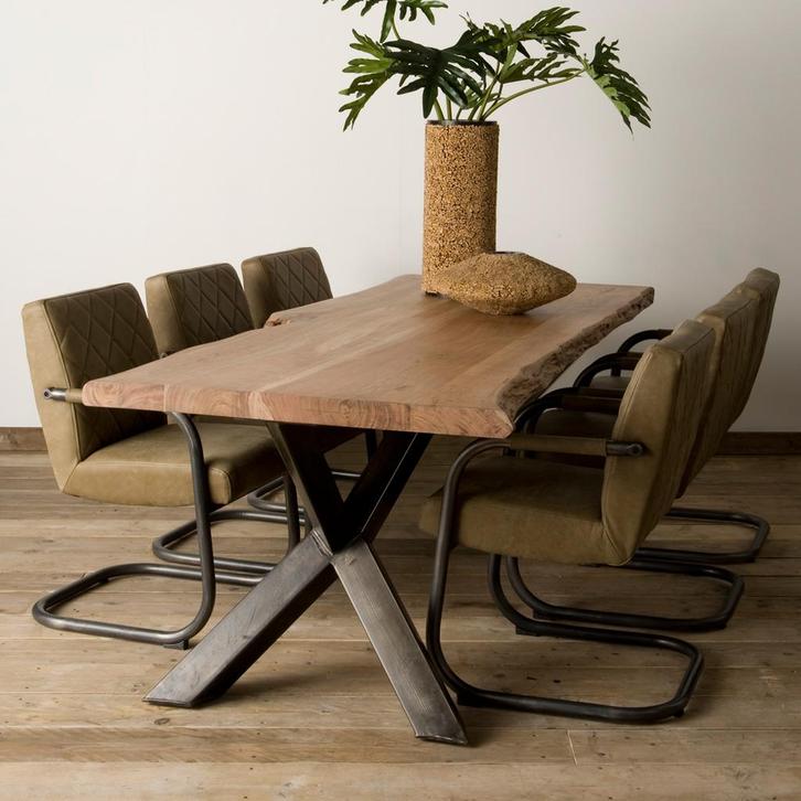 *WOONWINKEL* Tower Living Yunta Boomstamtafel 220 X 100 Cm, Huis en Inrichting, Tafels | Eettafels, Nieuw, Verzenden