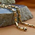 Gouden gesloten fantasie schakel armband | 19 cm (unisex), Sieraden, Tassen en Uiterlijk, Armbanden, Ophalen of Verzenden, Gebruikt
