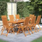 vidaXL 9-delige Tuinset massief acaciahout, Nieuw, 8 zitplaatsen, Tuinset, Verzenden