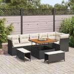 vidaXL Tuin Sofa Set met kussen 9 pcs Zwart en crème 100 x, Verzenden, Nieuw, Rotan