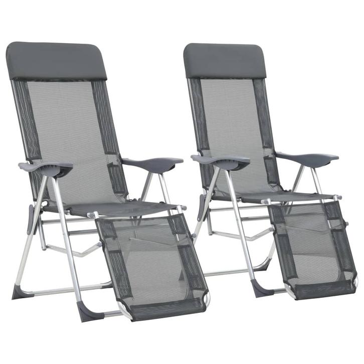 vidaXL Campingstoelen met voetensteun 2 st inklapbaar, Tuin en Terras, Tuinstoelen, Nieuw, Verzenden